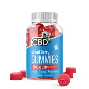 cbdfx original mixed berry cbd gummies – broad spectrum, thc free | 60ct, 1500mg cbd